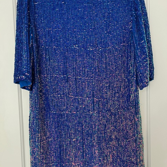 ASOS sequin blue tee shirt dress with collar - Picture 4 of 5